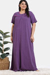 Zivame True Curv Petal Dreams Knit Cotton Full Length Nightdress - Medivel Blue — thumbnail 2